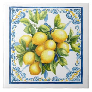 Blaugelbe Lemonen Fliese