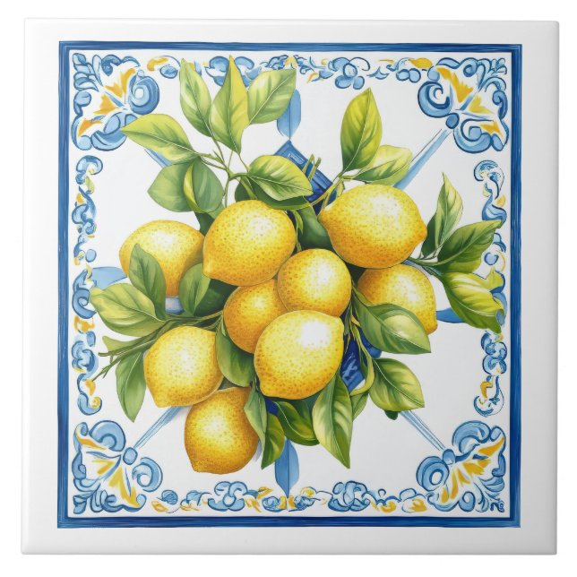 Blaugelbe Lemonen Fliese (Vorderseite)