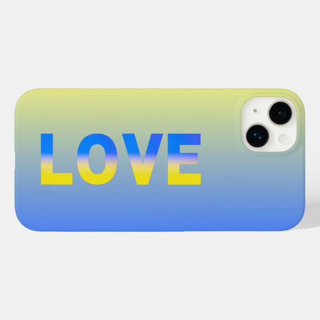 Blaugelbe LIEBE-Typografie Ukraine Inspiriert Frie Case-Mate iPhone 14 Plus Hülle (Rückseite (Horizontal))