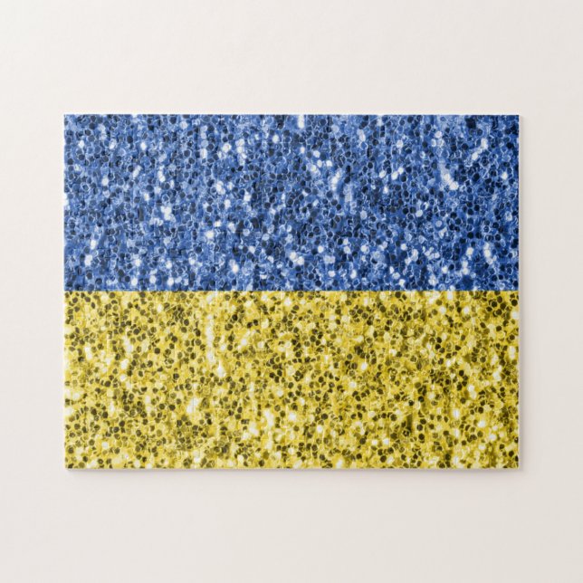 Blaugelbe ukrainische Flagge Glitzer Imitate Glitz (Horizontal)
