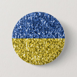 Blaugelbe ukrainische Flagge Glitzer Imitate Glitz Button