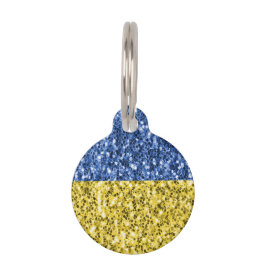 Blaugelbe ukrainische Flagge Glitzer Imitate Glitz Haustiermarke