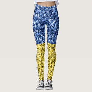 Blaugelbe ukrainische Flagge Glitzer Imitate Glitz Leggings