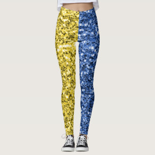 Blaugelbe ukrainische Flagge Glitzer Imitate Glitz Leggings