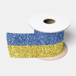 Blaugelbe ukrainische Flagge Glitzer Imitate Glitz Satinband
