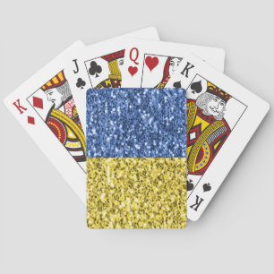 Blaugelbe ukrainische Flagge Glitzer Imitate Glitz Spielkarten