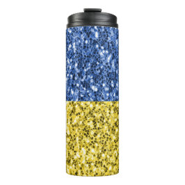 Blaugelbe ukrainische Flagge Glitzer Imitate Glitz Thermosbecher