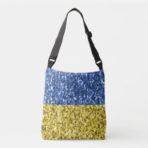 Blaugelbe ukrainische Flagge Glitzer Imitate Glitz Tragetaschen Mit Langen Trägern