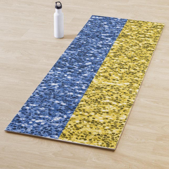 Blaugelbe ukrainische Flagge Glitzer Imitate Glitz Yogamatte (Beispiel)