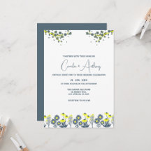 Blaugelbe Wildblume Floral Boho Hochzeit