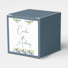 Blaugelbe Wildblume Floral Boho Hochzeit Geschenkschachtel