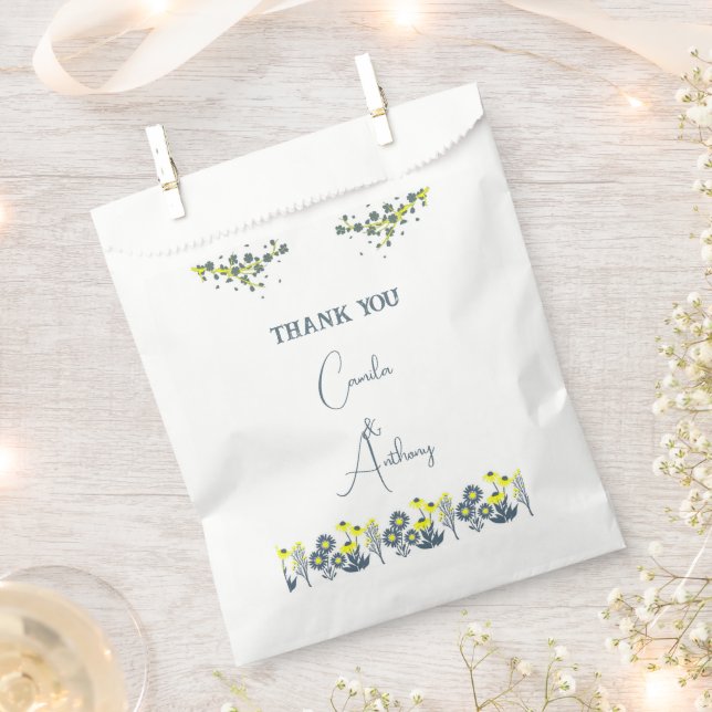 Blaugelbe Wildblume Floral Boho Hochzeit Geschenktütchen (Ausgeschnitten)