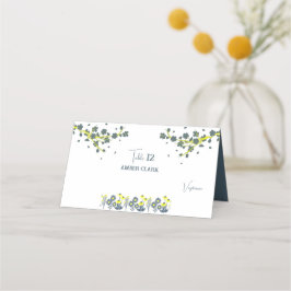 Blaugelbe Wildblume Floral Boho Hochzeit Platzkarte