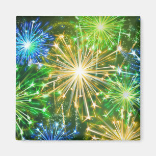 blaugelbes Feuerwerk Magnet