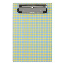 Blaugelbes Karomuster Mini Klemmbrett