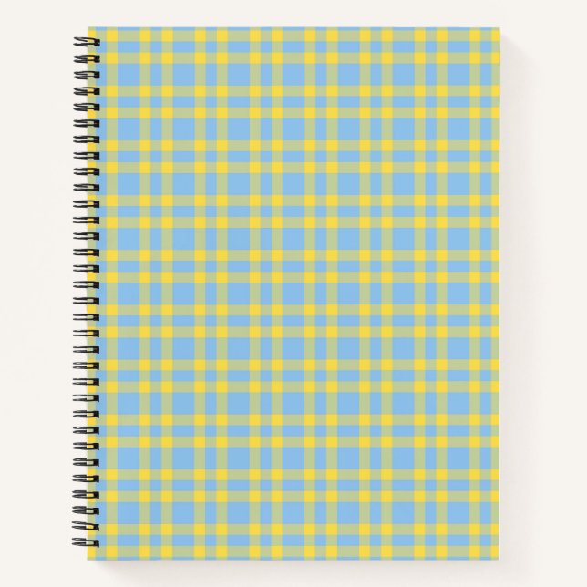Blaugelbes Karomuster Notizbuch (Vorderseite)