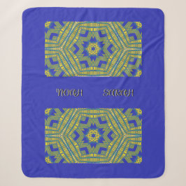 Blaugelbes Weave-Muster Sherpadecke