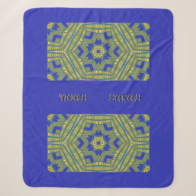 Blaugelbes Weave-Muster Sherpadecke (Vorderseite)