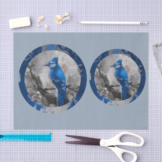 Blaugestalteter Blauhäher DBL Seidenpapier (Handwerk)