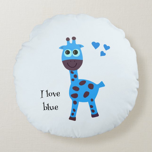 Blaugiraffe Rundes Kissen (Vorderseite)