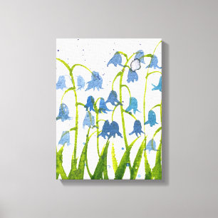 Blauglocken Garten Wald Blaue Florale Aquarellmale Leinwanddruck