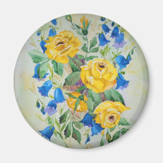Blauglocken mit Rose Magnet