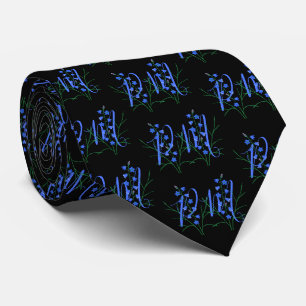 Blauglocken-Schwarz-Monogramm-Schlips Krawatte