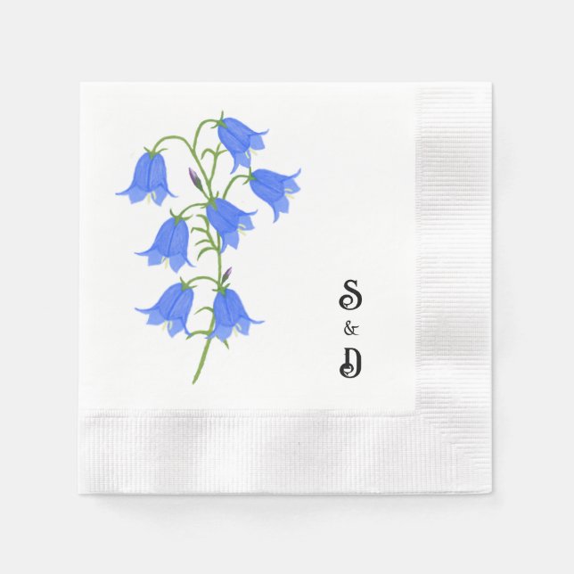 Blauglocken Weiß Serviette (Vorderseite)