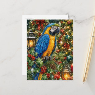 Blaugold Ara Weihnachtskerzenlicht Postkarte