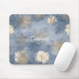 Blaugold Weiße Feuerwerke feiern Mousepad