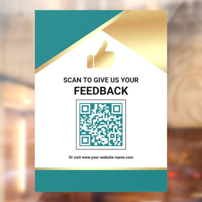 Blaugoldener QR-Code Kundenfeedback Bewertung Fensteraufkleber (Blatt 2)