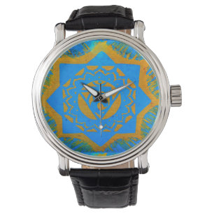 Blaugoldtibetisches Design Armbanduhr
