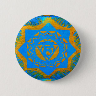 Blaugoldtibetisches Design Button