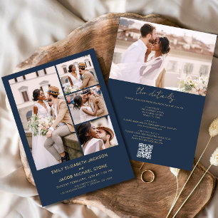 Blaugoldverheiratung in einem QR-Foto Einladung