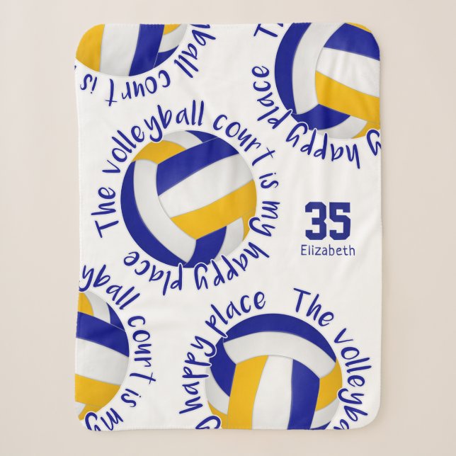 Blaugoldvolleyball-Happy Place Typografie Sherpadecke (Vorderseite)