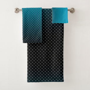 Blaugradität mit kleinen Polka-Punkten Badhandtuch Set