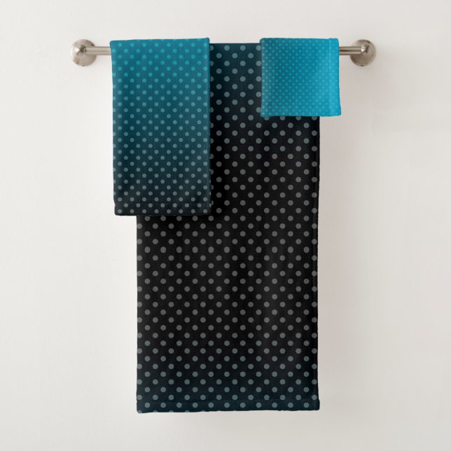Blaugradität mit kleinen Polka-Punkten Badhandtuch Set (Insitu)