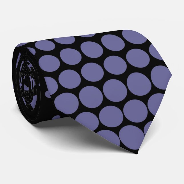 Blaugrau Techno Dots Modernes Schwarzes Krawatte (Gerollt)