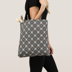 Blaugrau und brauner Stern Kaleidoskop-Muster Tasche