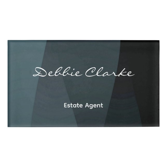 Blaugrau-Wellenmuster Namenschild (Vorderseite)