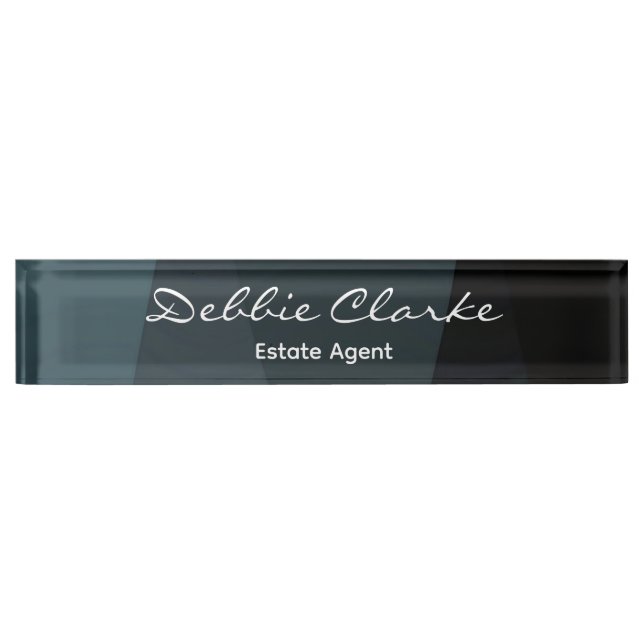 Blaugrau-Wellenmuster Namensplakette (Vorderseite)