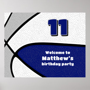 Blaugraue Basketballmannschaftsfarben Party Empfan Poster