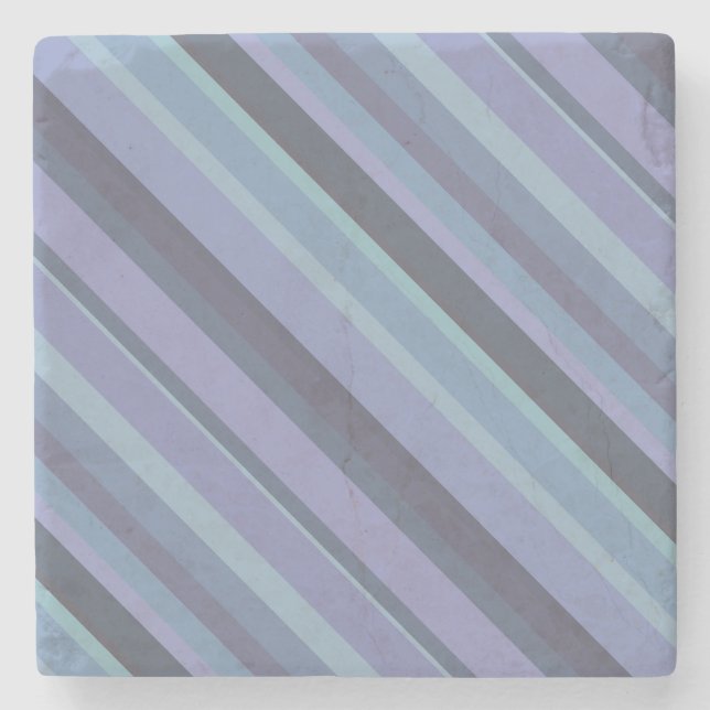 Blaugraue diagonale Streifen Steinuntersetzer (Vorderseite)
