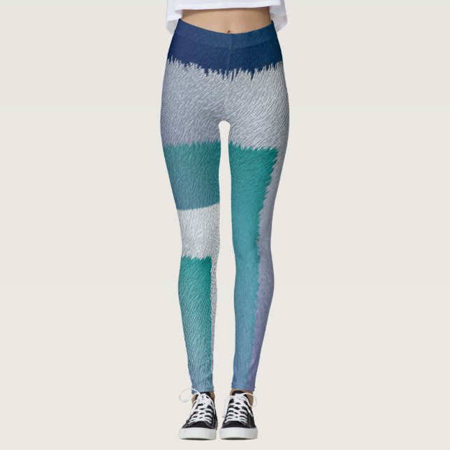 Blaugraue Ex-Pastellfarbe Leggings (Vorderseite)
