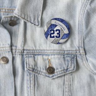 Blaugraue Girls Volleyball-Mannschaftszahl Button