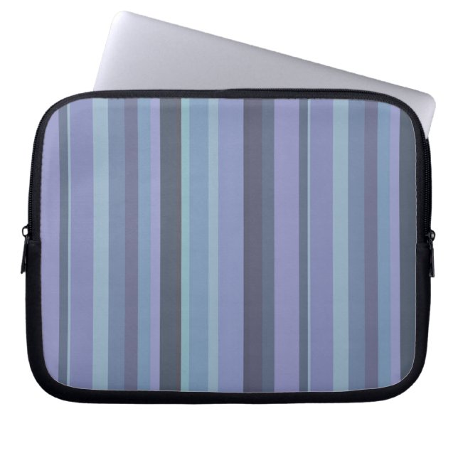 Blaugraue horizontale Streifen Laptopschutzhülle (Vorderseite)