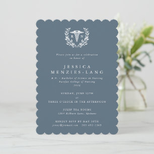 Blaugraue Krankenschwester Caduceus+Laurel Wreath Einladung