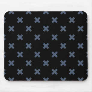Blaugraue Kreuzstiche auf schwarz Mousepad