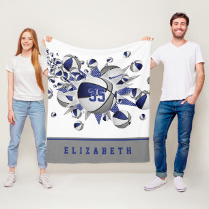 Blaugraue Mädchen Sportgeschenke Basketballstars Fleecedecke