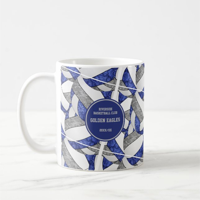 Blaugraue Mannschaft Farben Volleyball-Trainer Ges Kaffeetasse (Links)